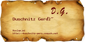 Duschnitz Gerő névjegykártya
